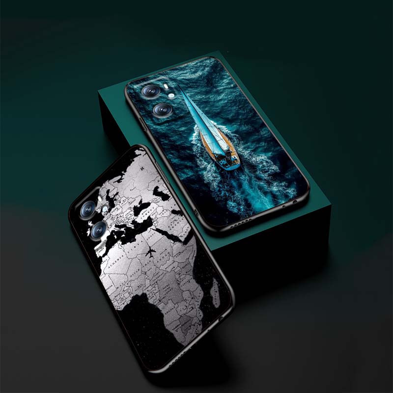 Fashion airplane pattern Phone Case For OPPO Reno 5 6 7 A96 A40 A58 Realme GT A74 A78 Neo2 A74 A78 Find X5 X3 X7 X8 Black