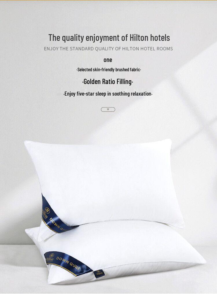 Hilton All Cotton Star Hotel Feather Down Pillow for Adults and Students