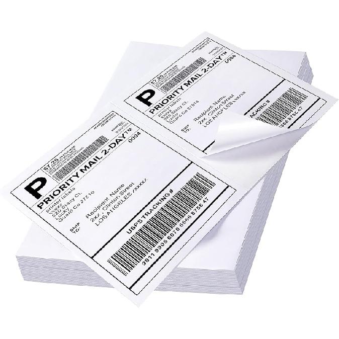 60 Shipping Labels 2 Per Sheet 8.5" x 5.5" Matte Half Sheet Labels Self Adhesive White Shipping Label Paper
