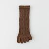 6 Pairs Women Spring and Autumn Pure Cotton Five Finger Socks Retro Solid Color Lace Striped Split Toe Socks Vintage Comfortable Socks