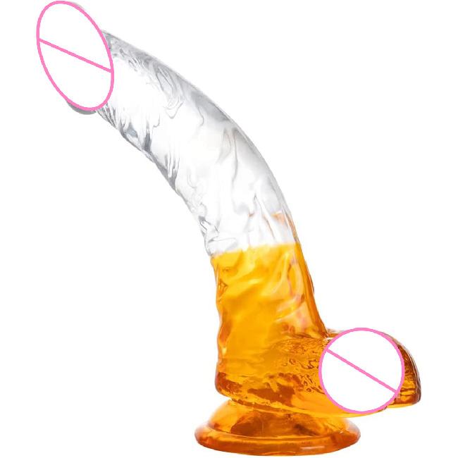 Transparent Two-Color Simulation Curved Penis Crystal Color Women's Masturbation Device Dildo Sexy Adult Toys