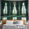 Spring Window View Tapestry Wall Hanging Garden Green Forest Scene Outside Vintage Window Crystal Light Wall Decor For Bedroom