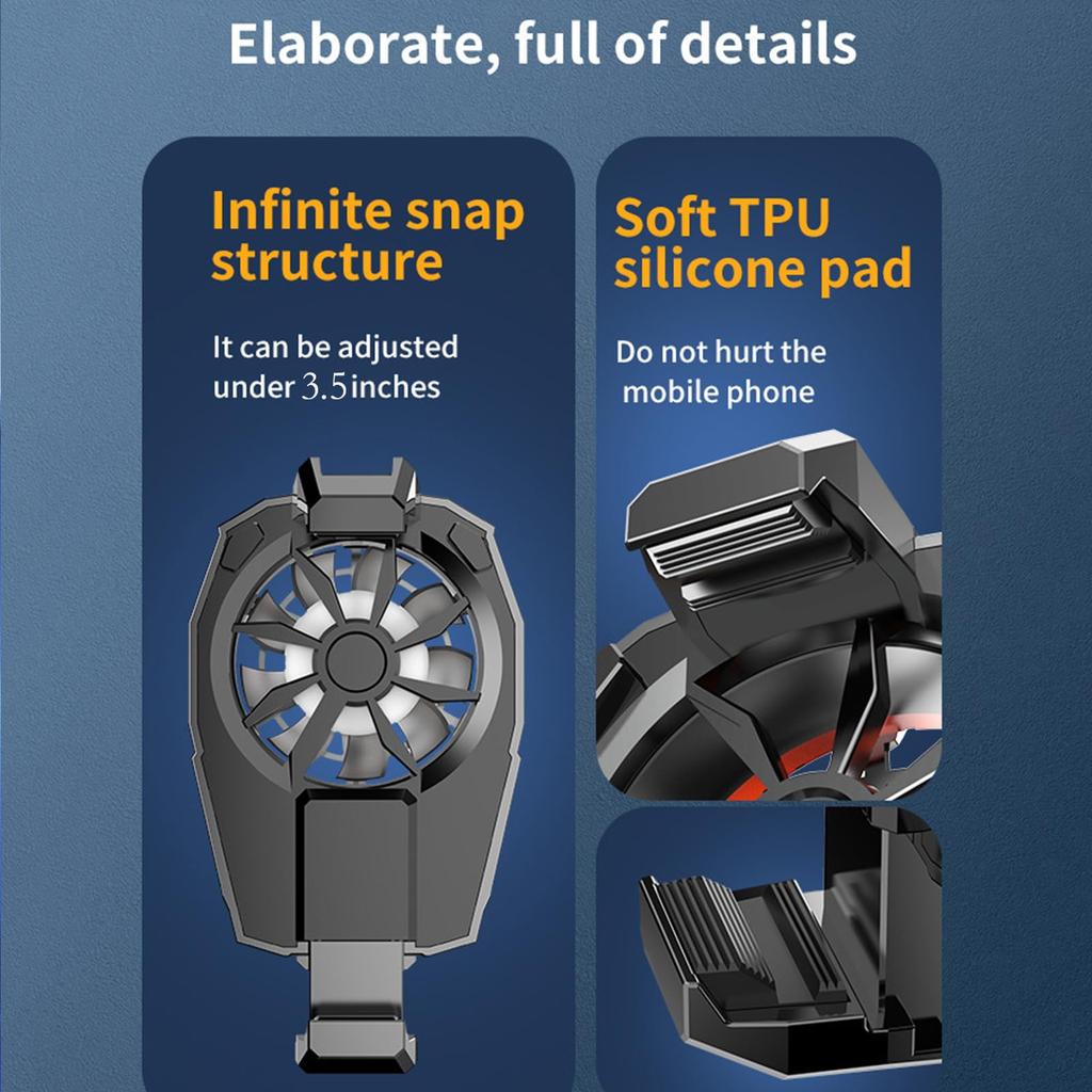 X52 Mini Portable Cell Phone Coolong Fan with USB Plug and Play Back Clip Low Noise for 62~92mm Phone Gaming Reading Vlogging