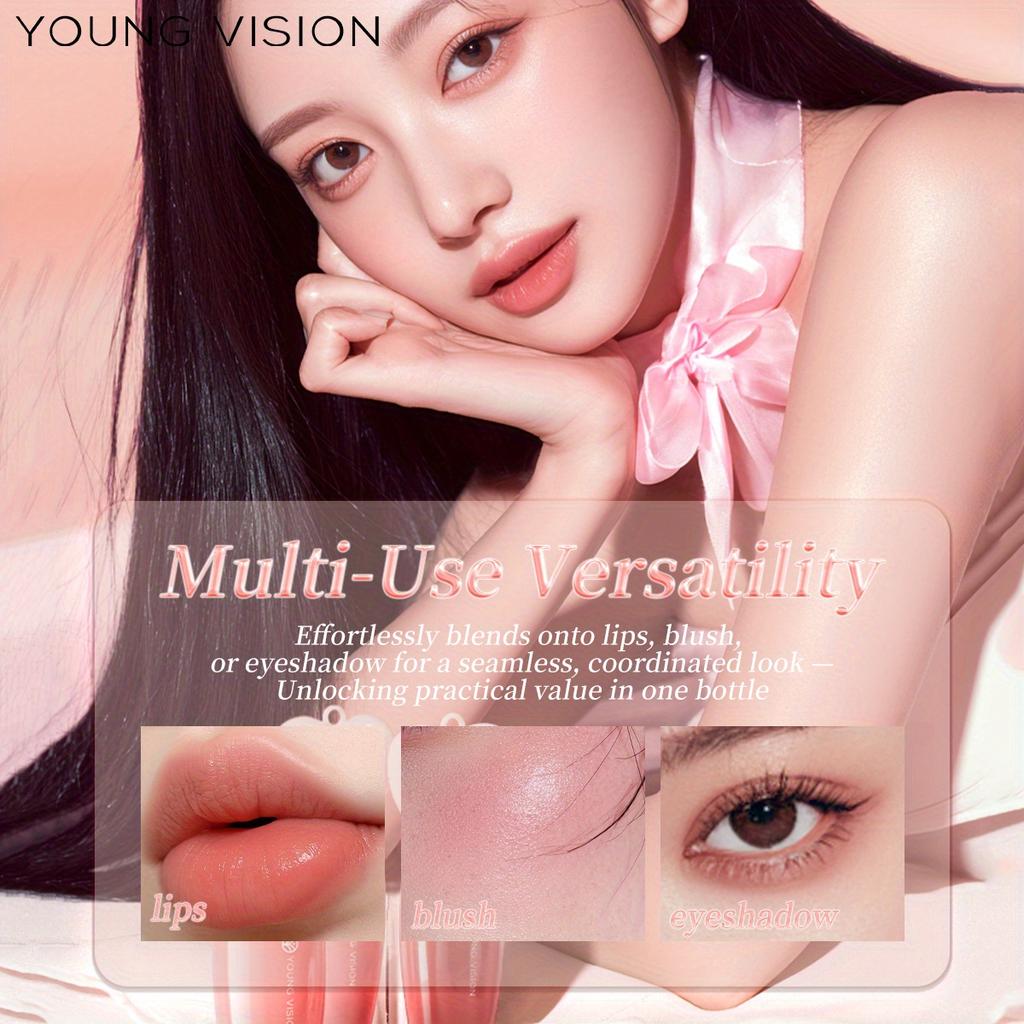 YOUNG VISION Water Lip Stain for Women Girls, LongLasting Lip Gloss Multi-Use Liquid Blush/Eyeshadow, Transfer-Proof Shine-to-Matte Finish In 3 Min