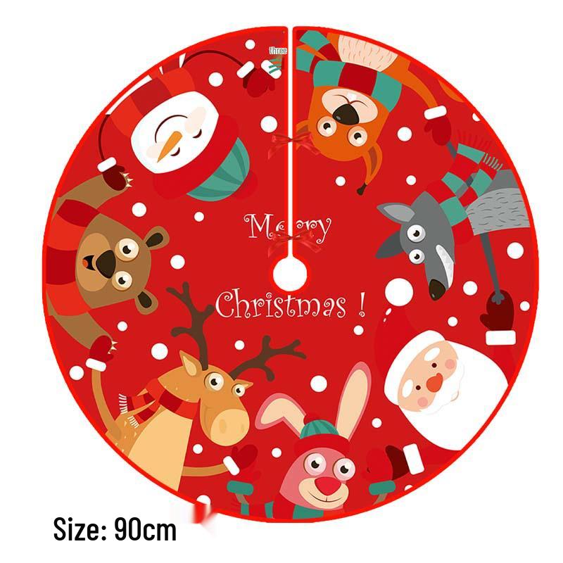 Cartoon Santa Burlap Christmas Tree Skirt - Festive Holiday Decoration