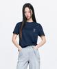 Emelbi Serif Small Lettering Logo Regular Fit Short Sleeve T-Shirt Det (Navy)