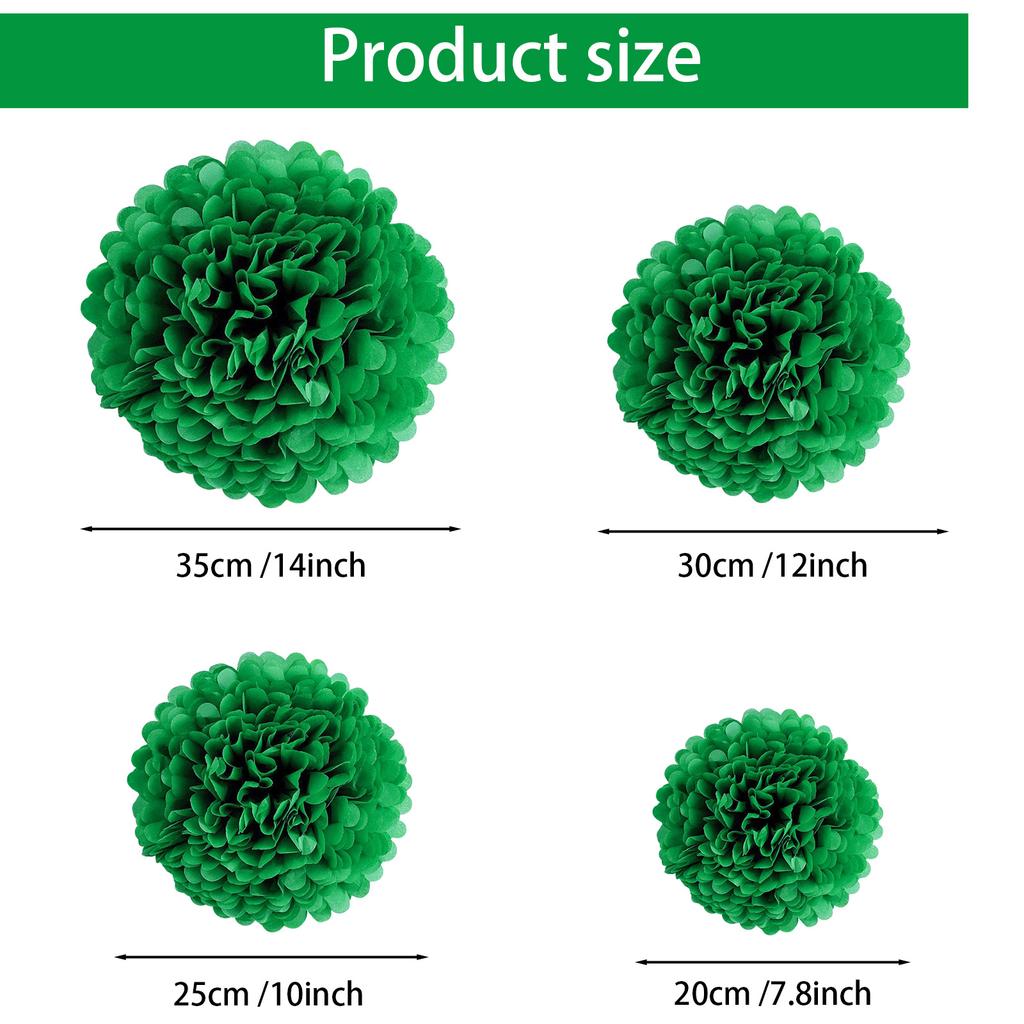 1pcs Set 7.8inch Deep Green Paper Paper Flowers Decorations For Birthday Party Hanging Flowers Pom Pom Paper