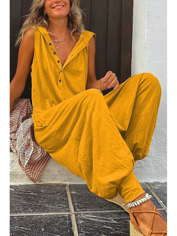 

Женский модный комбинезон без рукавов с капюшоном и длинными брюками-шароварами, 2025 XL