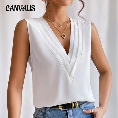 Damen Weste Sommer Mehrlagig V-Ausschnitt Einfarbig Weste Damen Ärmellos Tops