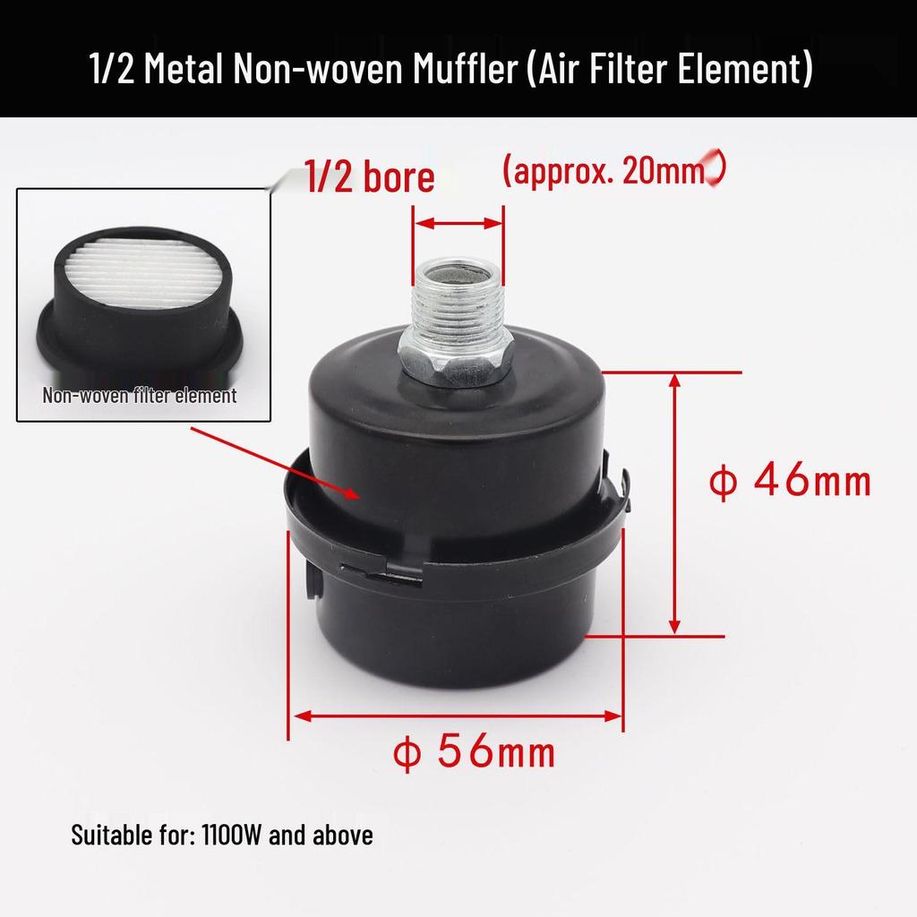 Oil-Free Air Compressor Kit: Direct-Coupled Pump, Silencer Muffler, Air Filter & Element.