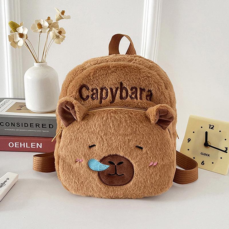 Capybara Doll Plush Backpacks Portable Cartoon Animals Cute Capybara Backpack Plush Women Bag Gift For Girls Kids