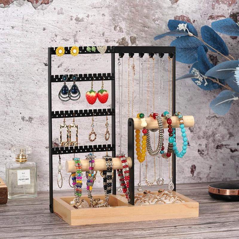 Iron Jewellery Stand Organiser Necklaces Bracelets Earring Jewelry Display Shelf for Bedroom 4Tier Display Stand Holder