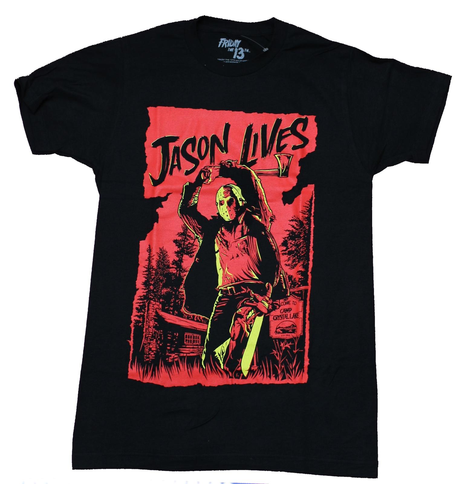 Friday the 13th Mens T-Shirt - Jason Lives Ave Chop Red Poster Pic S