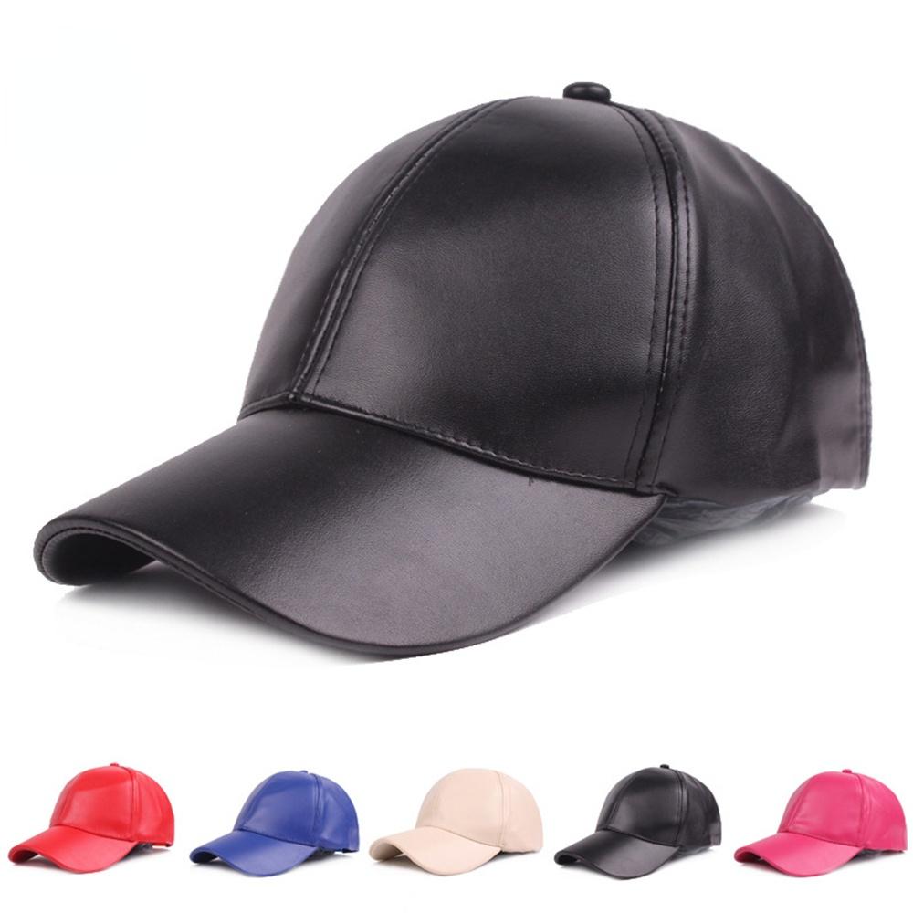 Buy Summer PU Leather Cap Women Men Hat 