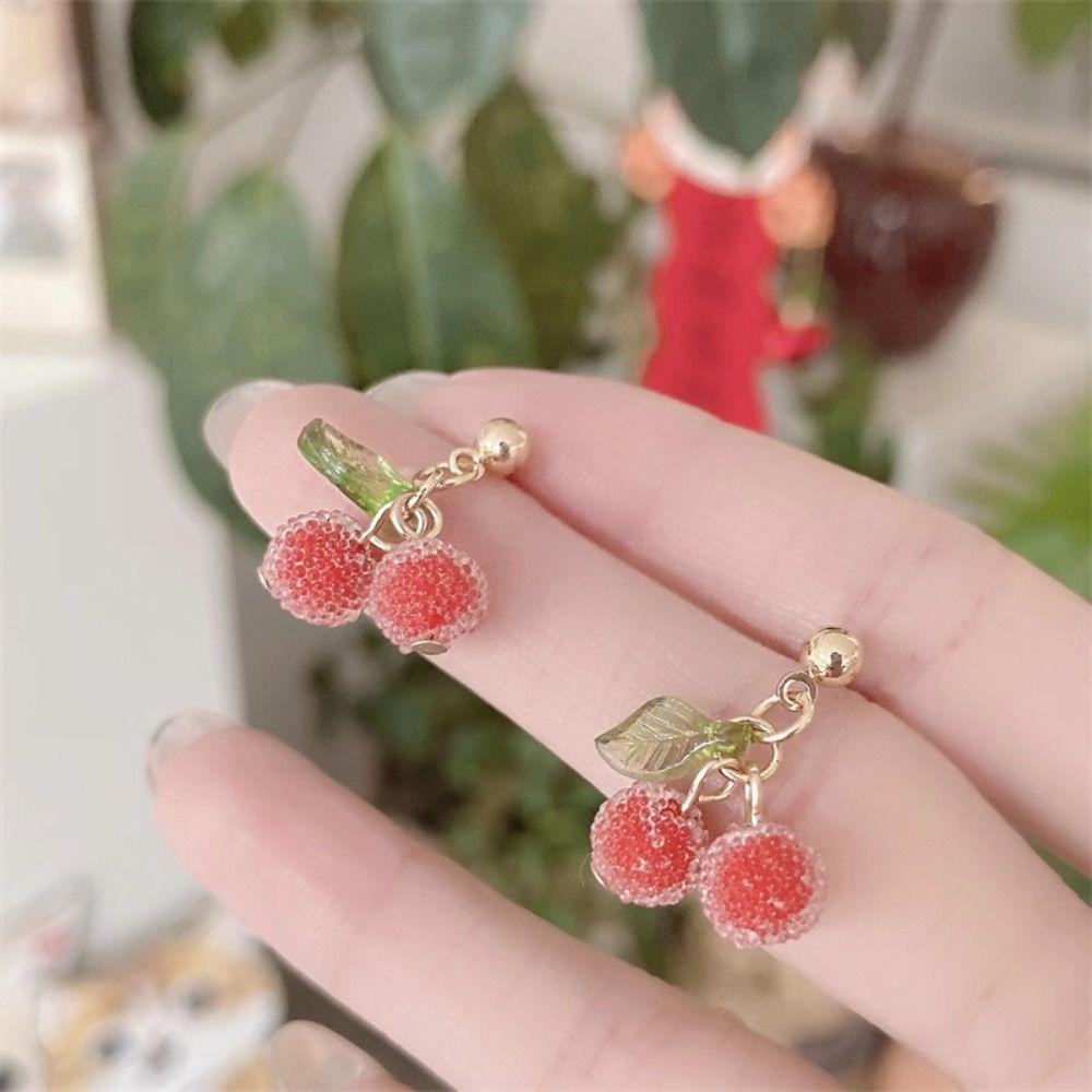 

Модные серьги-капли в виде вишни, милые серьги-гвоздики в виде фруктов, элегантные серьги-гвоздики в виде вишни для лета и пляжа