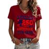Women's Casual V Neck Short Sleeve Pullover T Shirt 250 Anniversary Graphic Print Top 1776 2026 Independence Day Theme
