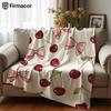 Cream Bow Cherry Ultra Soft Sherpa Fleece Blanket Fluffy Warm Halloween Cozy Throw for Sofa Couch Bedroom Gift All Season