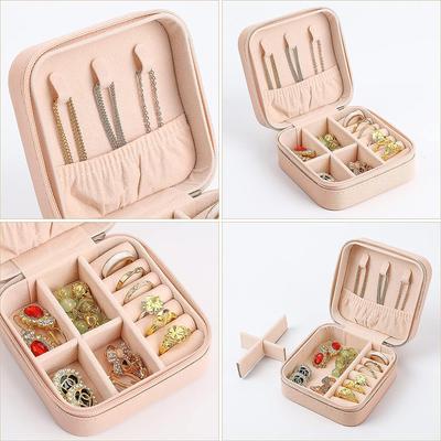 Mini Caixa de Armazenamento de Joias Couro PU Portátil Casa Viagem Brincos Mulheres Colar Caixa de Armazenamento Organizador de Anéis Caixa de Exibição
