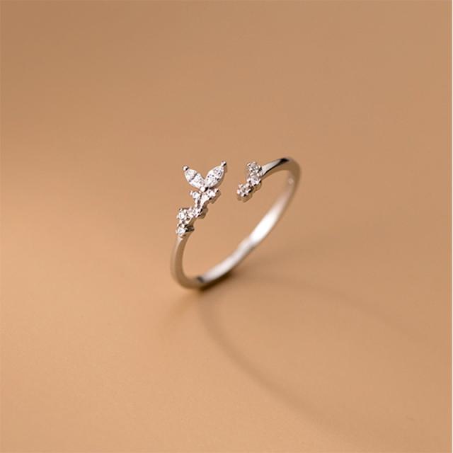 

WANTME стерлингового серебра 925 пробы, роскошный кристалл, циркон, ветка бутона, милое шикарное кольцо с открывающимся листом для женщин, ювелирные изделия на годовщину свадьбы