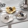 Electroplating Light Luxury Folding Corner Wave Jewelry Plate Special-Shaped Storage Plate Ceramic Display Plate Jewelry Pendulum Plate
