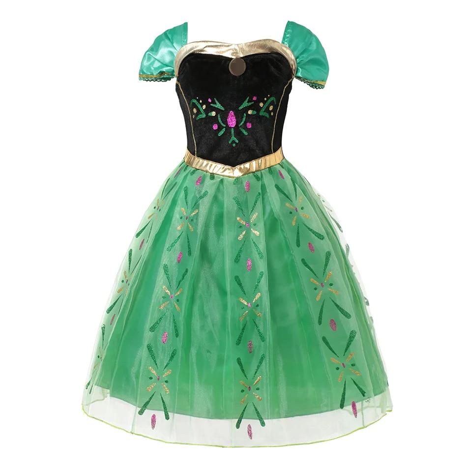 Snow Queen Girls Dress Princess Anna Elsa 2 Dresses Kids Fancy Children Vestidos Birthday Carnival Fancy Party Disguise
