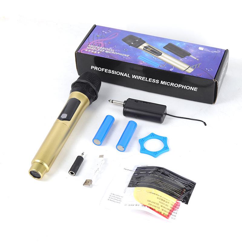 Rechargeable Wireless Microphone Set: One-to-Two KTV Live Singer Handheld with Speaker