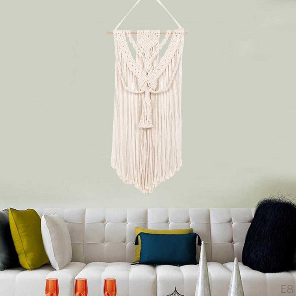 Beige Wall ing Tapestry, Bohemian Macrame Tassel Decoration Woven Tapestry Party Background