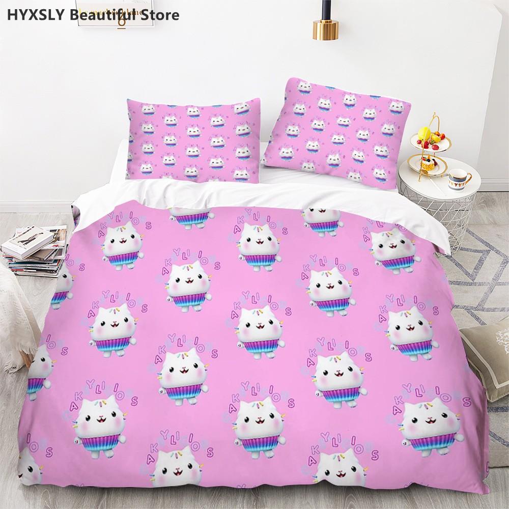 Gabby's Dollhouse 3D Bedding Set Cartoon Duvet Cover Pillowcases Quilt Cover For Girls Home Decor Gift Twin King Queen Polyester