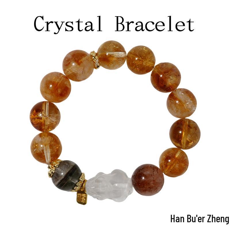 Han Qian er High-End White Crystal & Smoky Quartz Versatile Bead Bracelet ZB0062