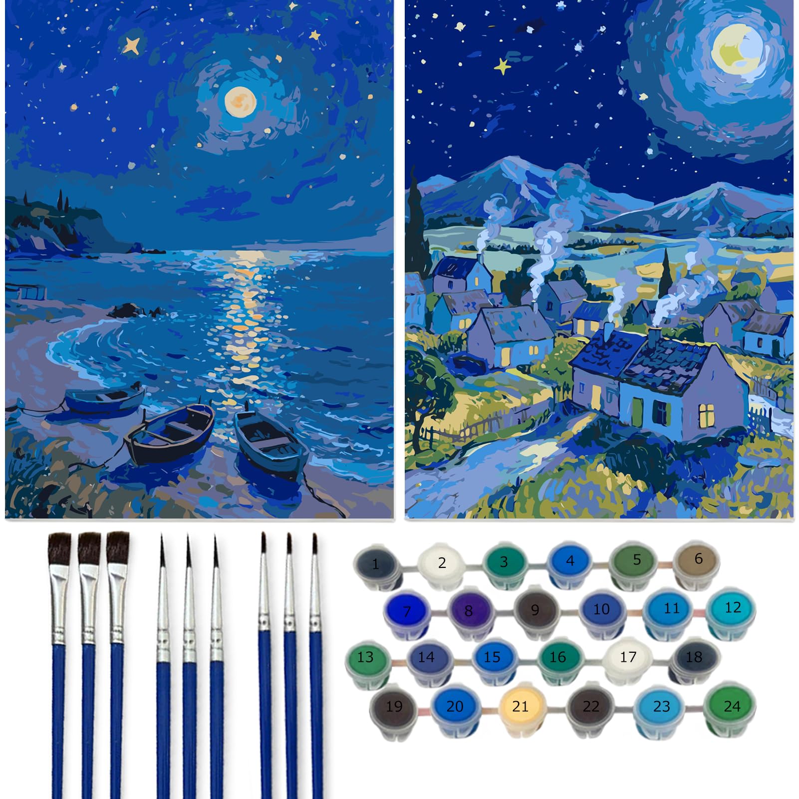 

Paint by Number DIY Canvas Painting Kit for Relaxing Landscape Wall Includes Acrylic 40 x 30 cm 2-Piece Set Adults, Beginner-Friendly, Art, Hanging, синий