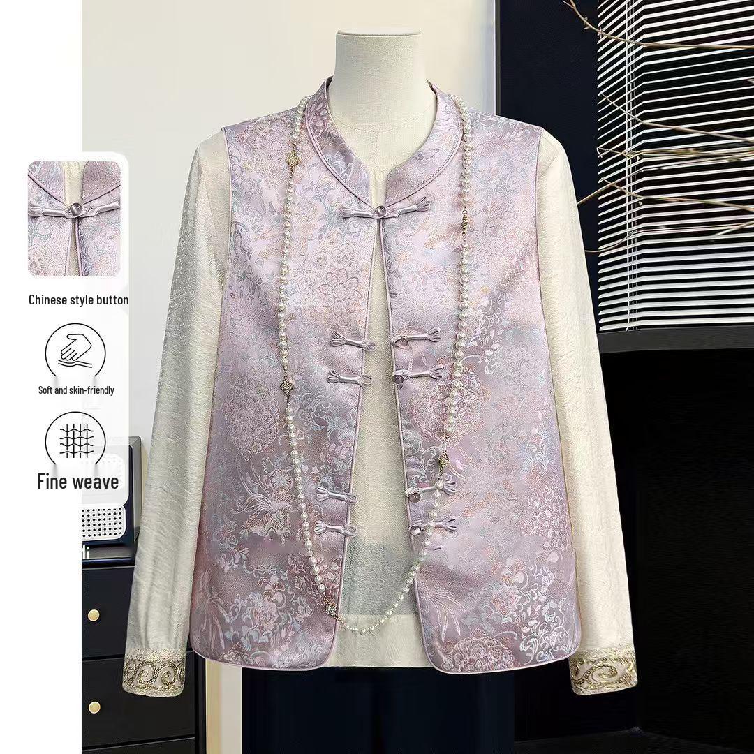 

Mom s New Spring Chinese-Style Vest & Shawl for Stylish Middle-Aged and Elderly Women - Perfect for Mother s Day 5XL (150-165 lbs)