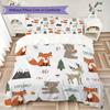 Cute Nordic Style Pattern Bedding Uilt Set Uilt Cover Pillowcase Home Decoration Birthday Gift (1 * Duvet Cover + 2 * Pillowcase  Without Core)24