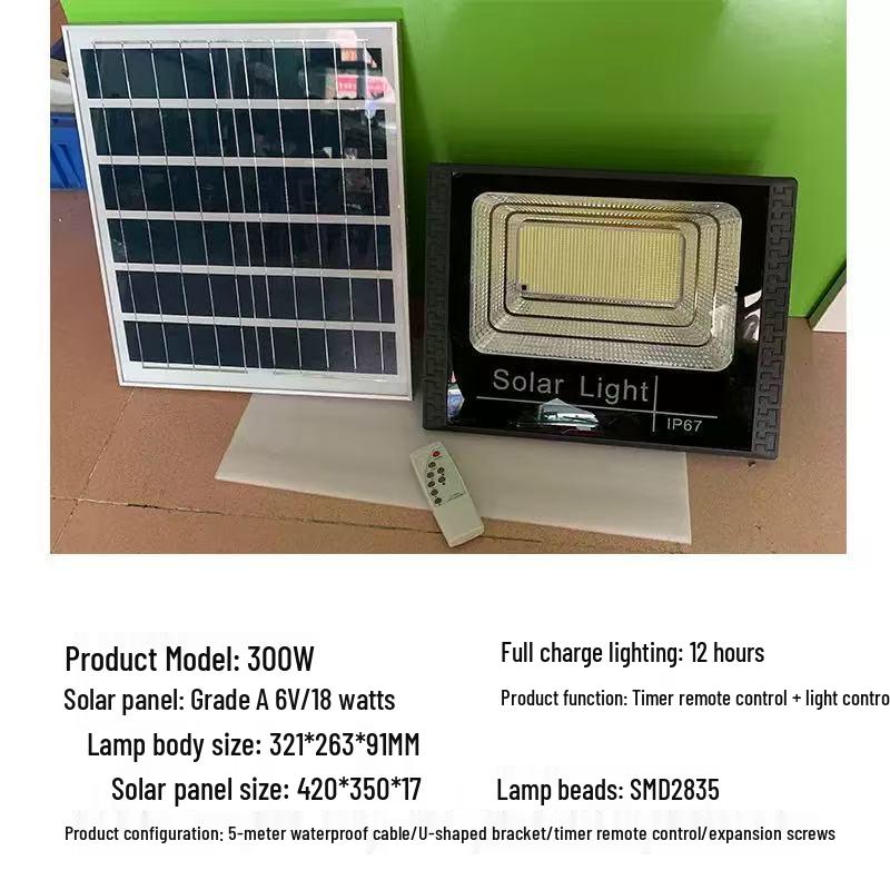 High-Power LED Solar Floodlight with Motion Sensor