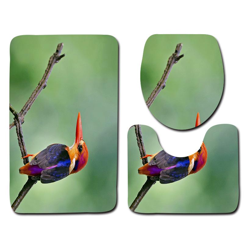 Kingfisher Floor Mat Bathroom Mat Toilet Three-Piece Set
