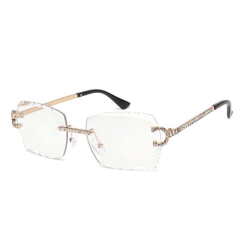 Ochelari de soare pătrați, cu montură fără ramă, tăietură tip piatră prețioasă, la modă, cool, cu lentile degradate, unisex, ochelari de soare, retro, fără ramă, lentile tăiate tip diamant, nuanțe