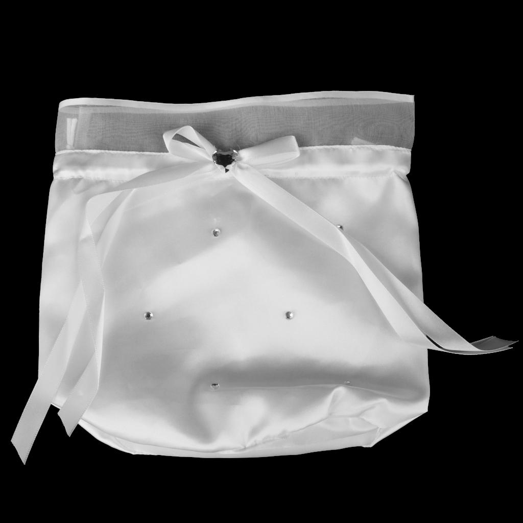 /White Satin Bride Bag Bridesmaid Wedding Party Flower Girl Handbag