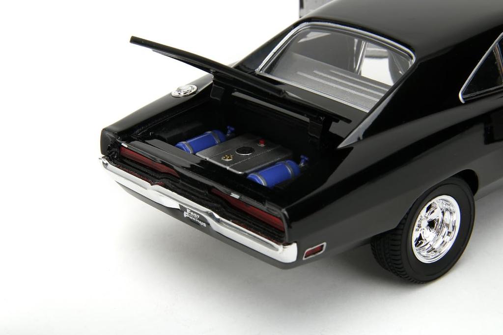 Jada Toys Rychle a zběsile True Spec Series 1970 Dodge Charger Černý hotový produkt JADA33721 a 1/24 F&F R/T (Pravá specifikace)
