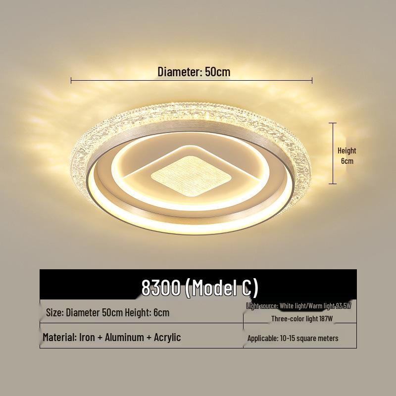 Elegant Crystal Ceiling Light - Modern, Minimalist, Eye-Protection Design for Luxury Bedrooms