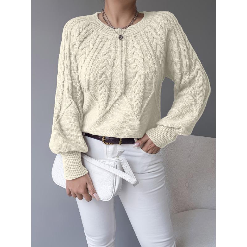 Women'S Chunky Sweater - Beige/Neutral-Toned Sweater for Fall/Winter, Cozy Sweater for Everyday & Formal Outfits, Women'S Sweater Clothing