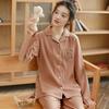 Autumn Pajamas Women's Simple Striped Casual Women's Long-sleeved Trousers Loungewear Set