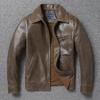 Chinese Size 1940 Style Men Leather Jacket Uncoated Cracked Goatskin Leather Soft Slim Spring Autumn