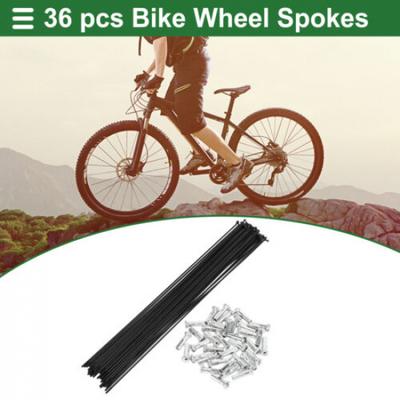 1 Set 14G 287mm Length Bicycle Spokes Nipple Carbon Steel Black Universal