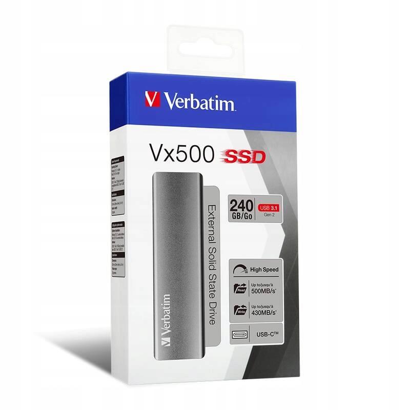 Dysk SSD zewnętrzny Verbatim VX500 240GB USB-C 3.1 aluminium