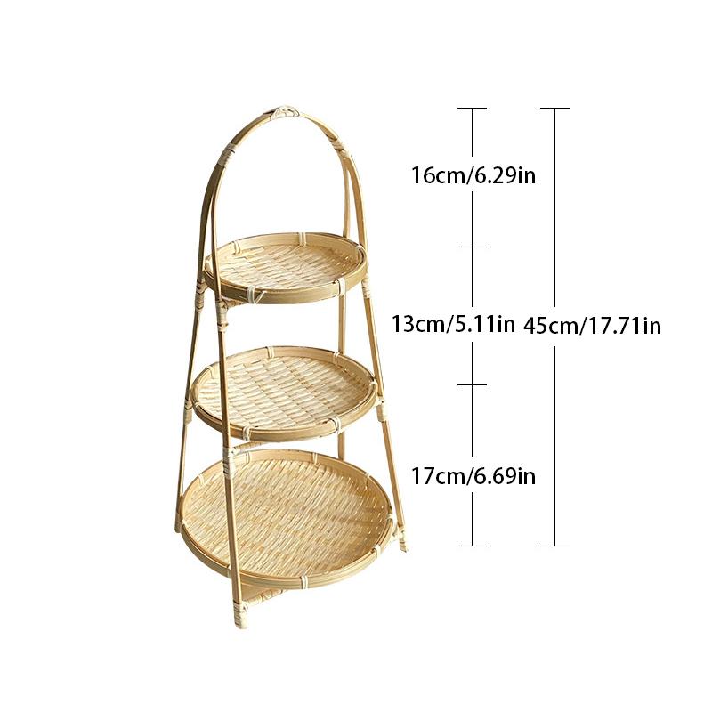 1/2/3 patrový kulatý čtvercový košík s rukojetí Vícevrstvý čajový dezert a košík ovoce
