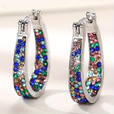 Multicolor Zircon Horseshoe Earrings for Women - Elegant Wedding and Party Accessories