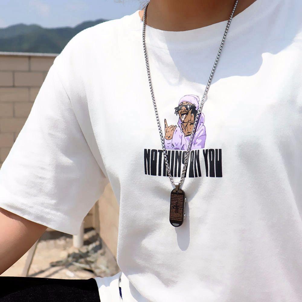 Skateboard Men Jewelry Hip hop Punk Couple Necklace Cross Pendant Stainless Steel Necklace Letter