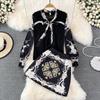 Fashion Suit Female Celebrity Temperament Ol Professional Bow Chiffon Shirt Two-Piece Set High Waist Hip Skirt Spring