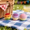 Handmade Crochet Footbag, Rainbow Gradient Smiling Face Bean Bags for Kids, Soft Cotton Yarn Juggling Balls for Outdoor Play