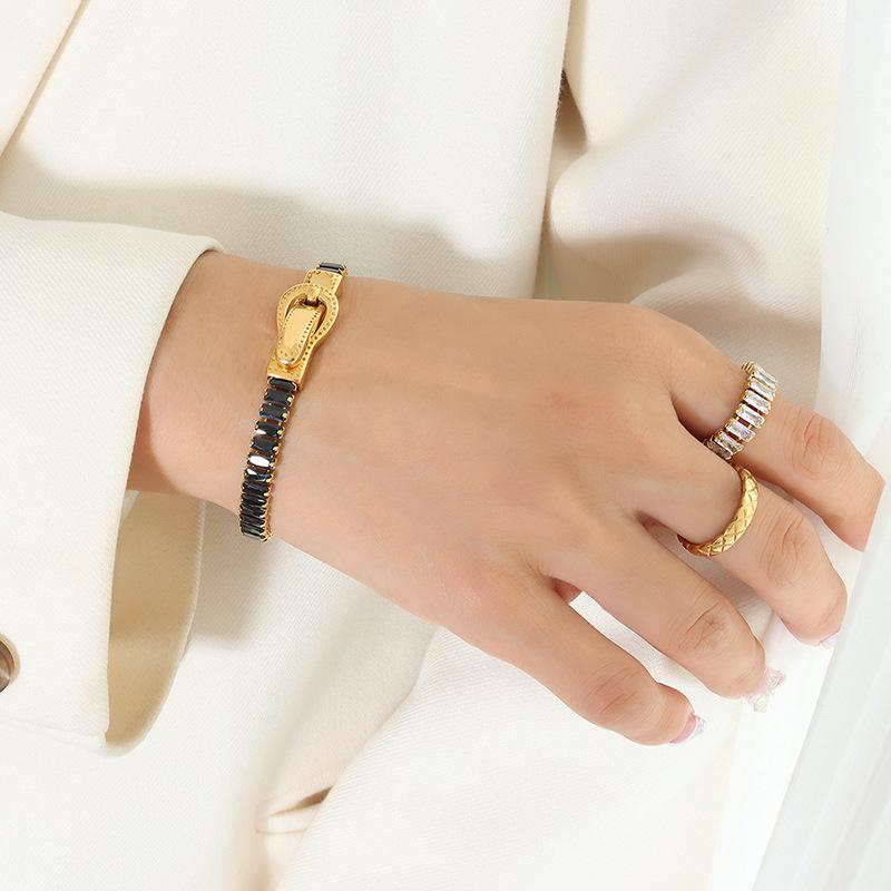 Light Luxury Seven-Color Zircon Gold-Plated Magnetic Bracelet with Titanium Steel Double-Sided Closure