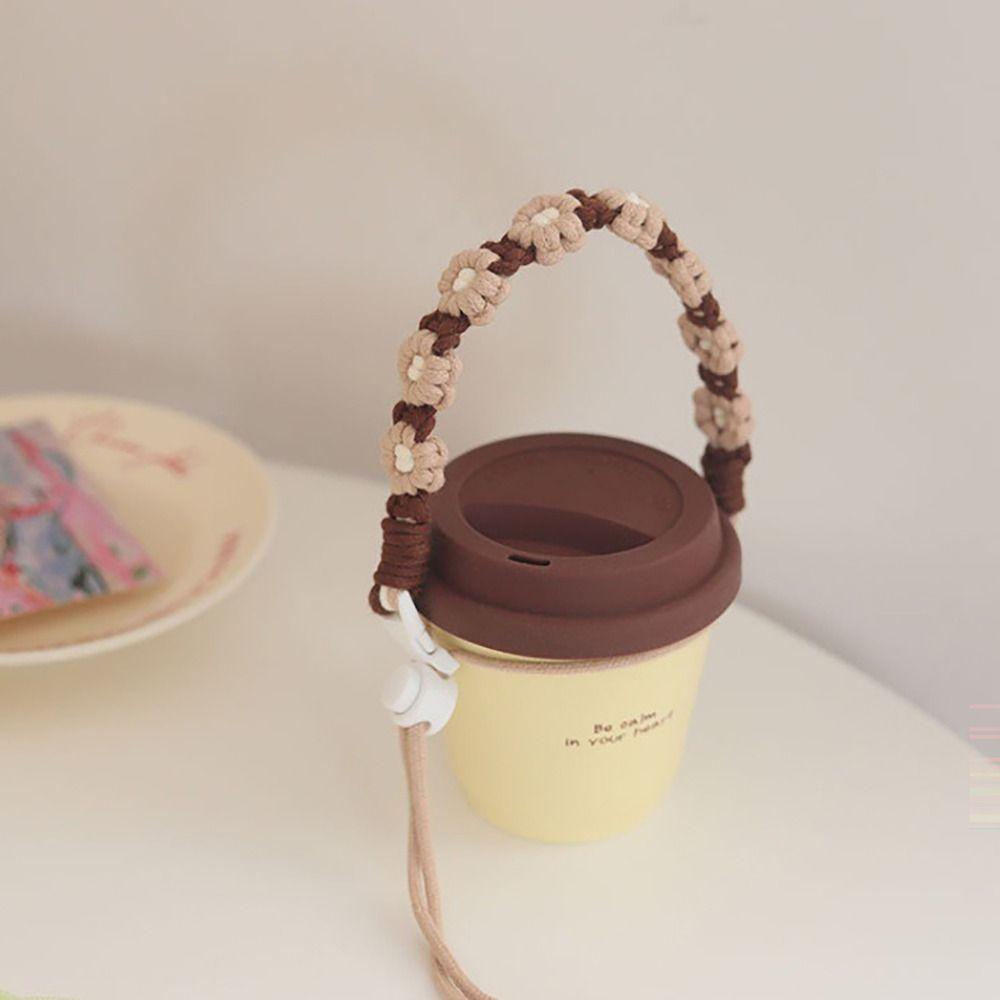 Handmade Cup Carrying Strap Flower Packaging Strap Water Bottle Handle  for Coffee Milk Tea Cup
